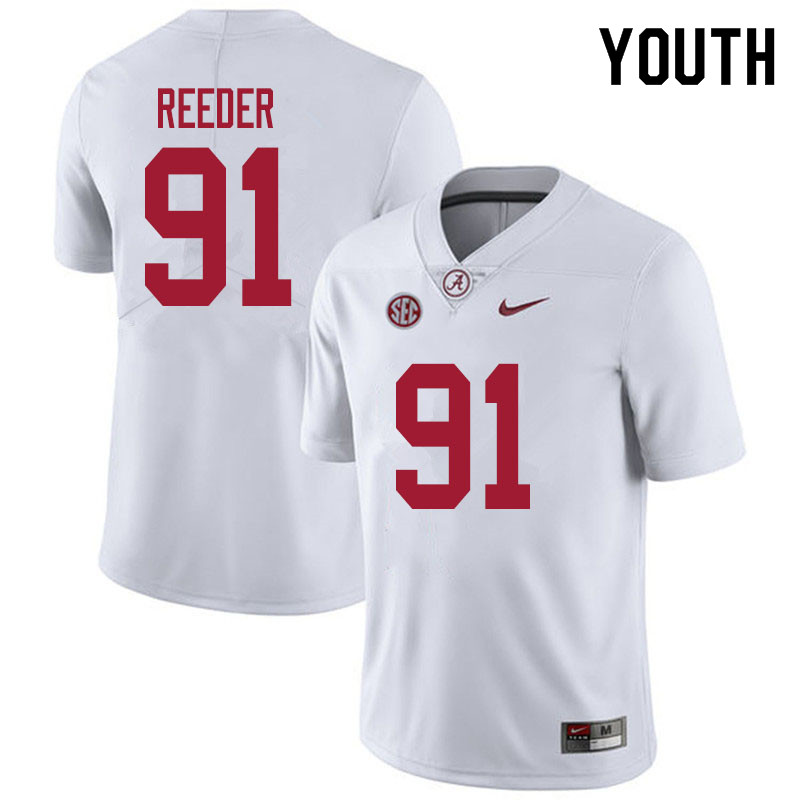 Youth #91 Gavin Reeder Alabama White Tide College Football Jerseys Sale-White